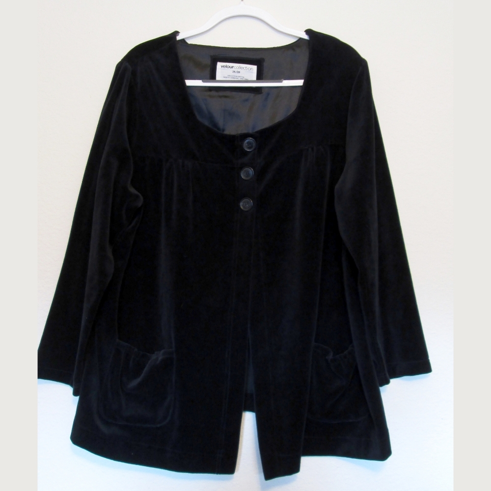 Black Velour Babydoll Swing Jacket